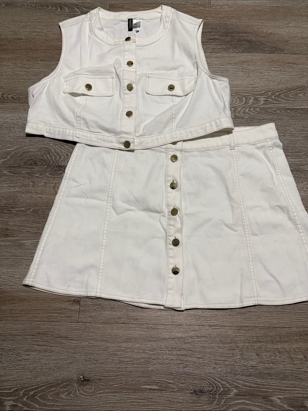 H&M White Denim Two-Piece Set